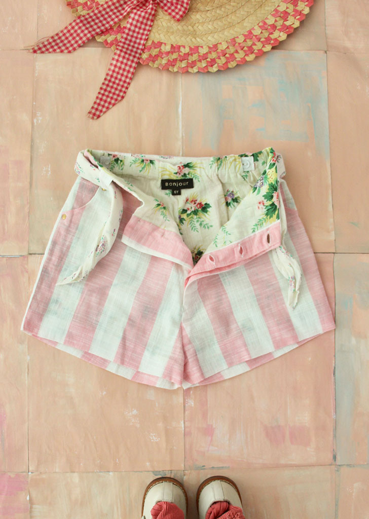 Short with Scarf - Pink Stripe Fabric #S22SPLPS