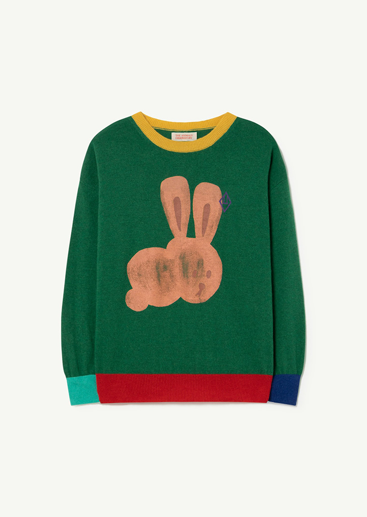 Bull Kids Sweater - Green &amp; Pink Rabbit_188_EM