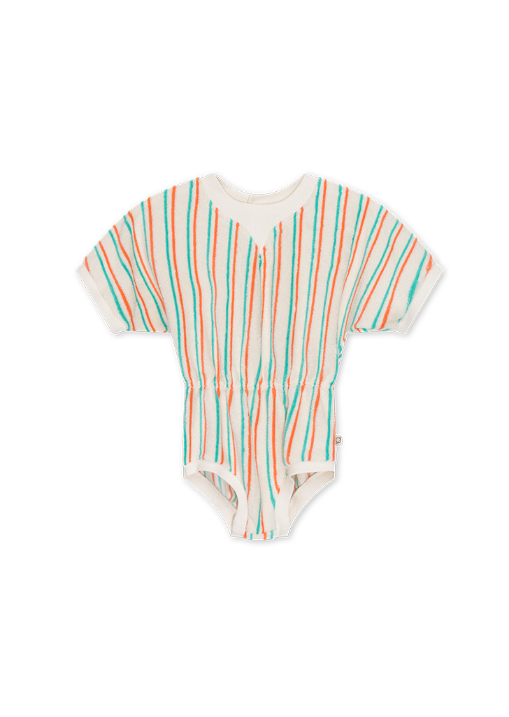 MLC:: Toweling Stripe Bodysuit - Green/Peach ★ONLY 4Y★