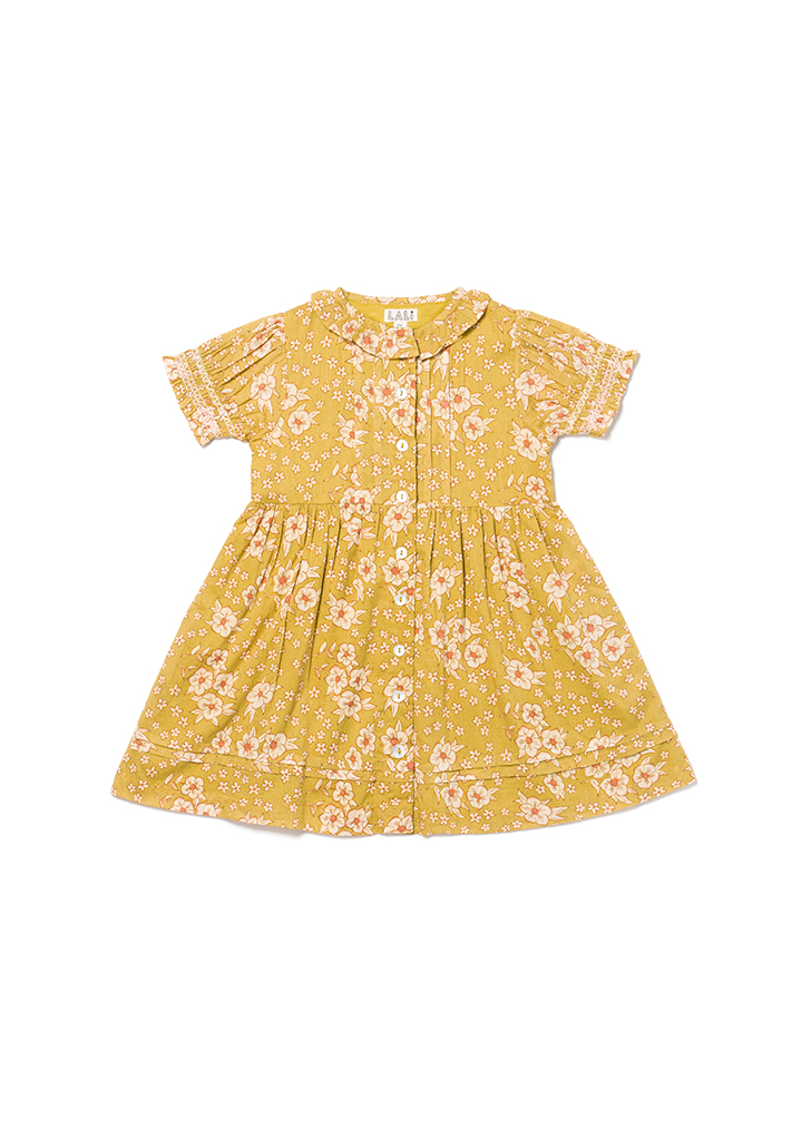 Lali:: Ivy Dress - Mustard Flower Print