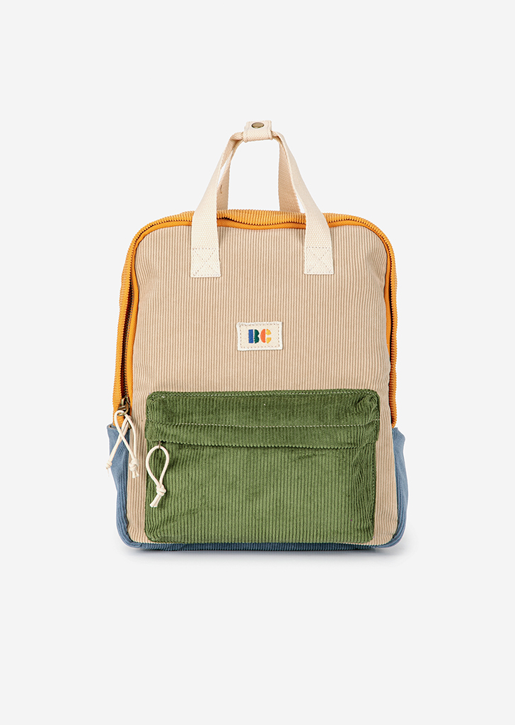 Corduroy Color Block Schoolbag #223AI005