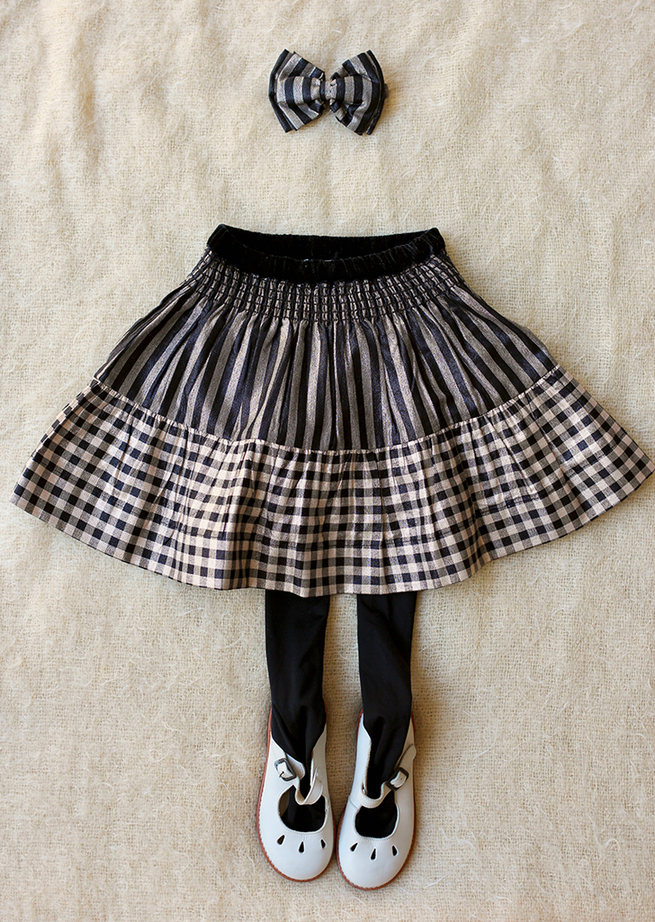 Skirt With Hair Clip - Stripes Lurex  #N55-Xmas