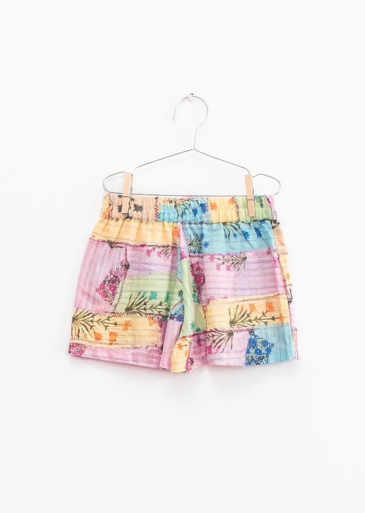 FKS24-007 :: Patchwork Shorts - Pink/Yellow/Blue