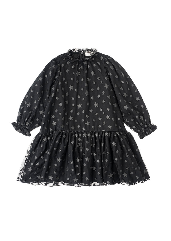 Midi Dress Stars Tulle - Black #W30622 ★ONLY 10Y★