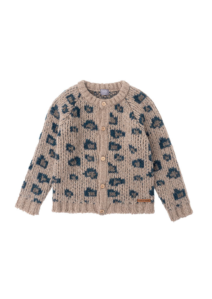 Knit Cardigan Animal Print - Brown #W61922-K ★ONLY 6Y★