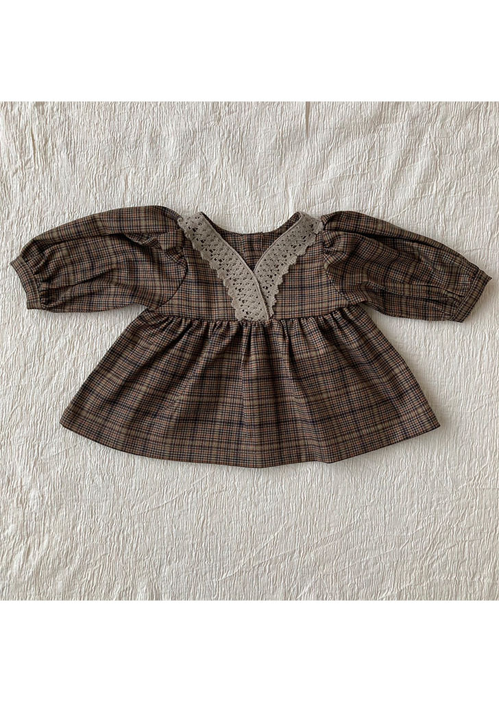 Suzu Blouse - Lill Check / Lace ★ONLY 8-9Y★