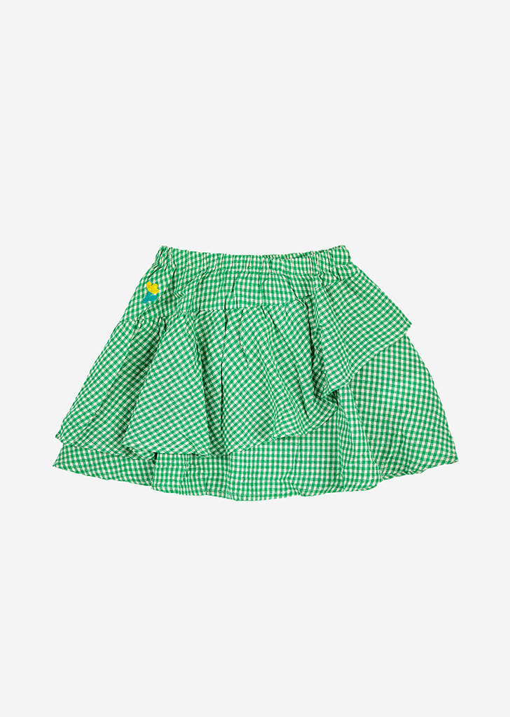 Green Vichy Woven Ruffle Skirt #AC113