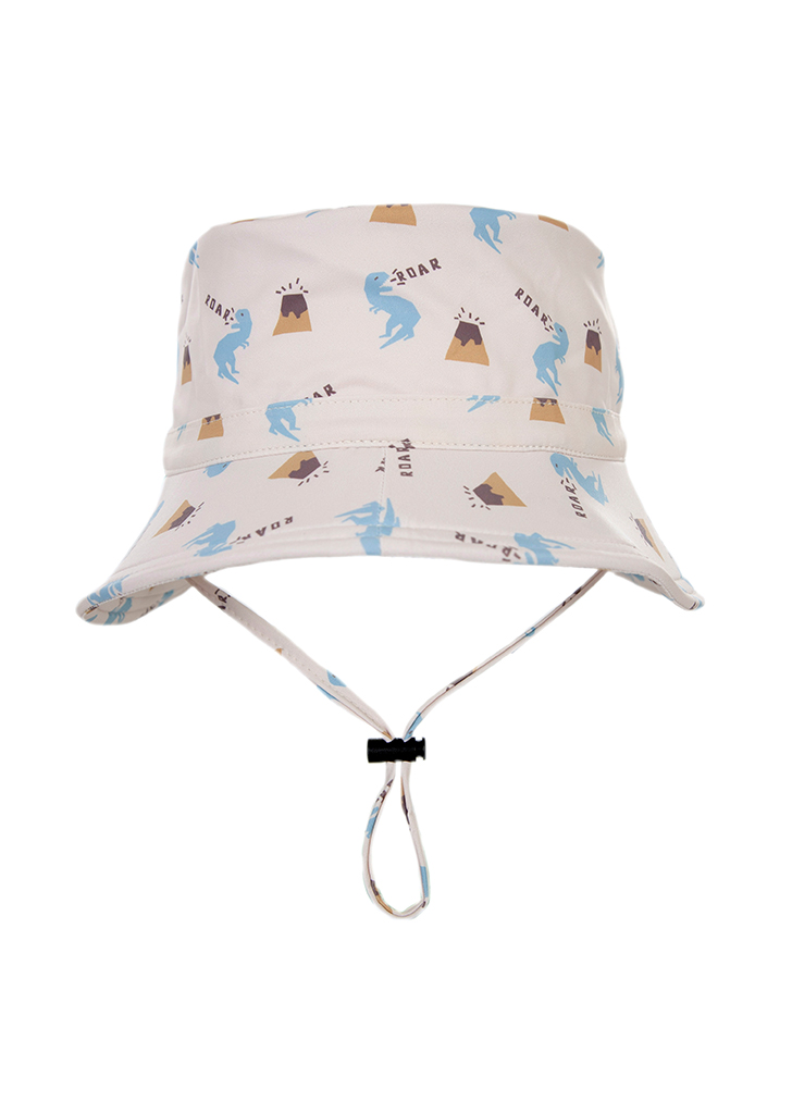 Acorn ::  Dino-Roar Swim Bucket Hat - Natural/Blue/Brown