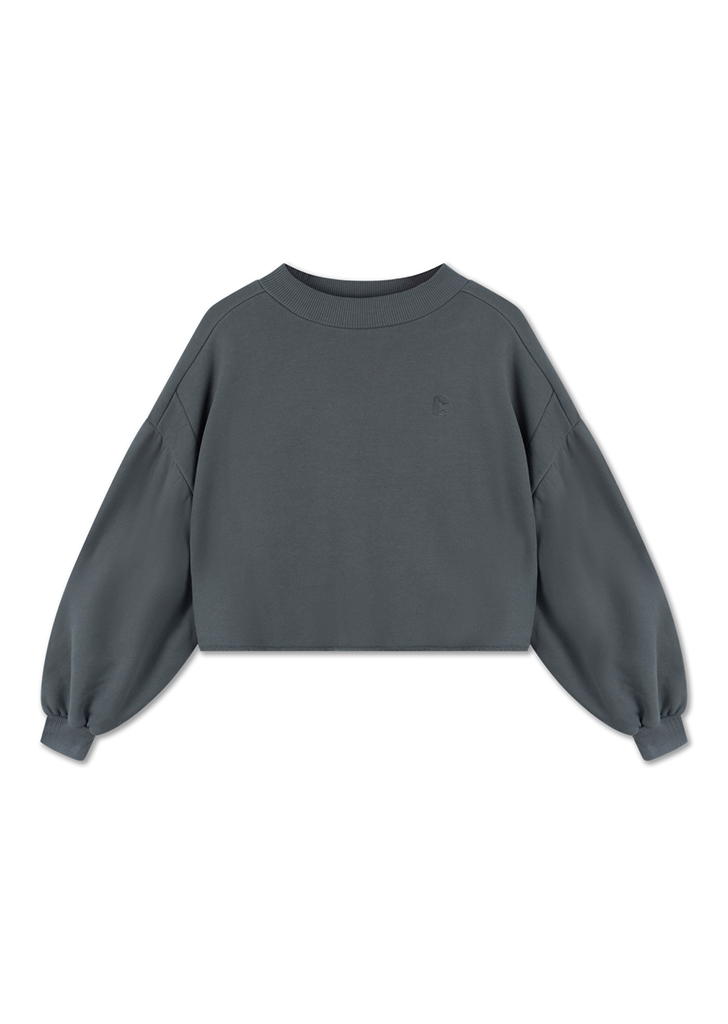 Crop Heart Sweater - Charcoal #SS24-29