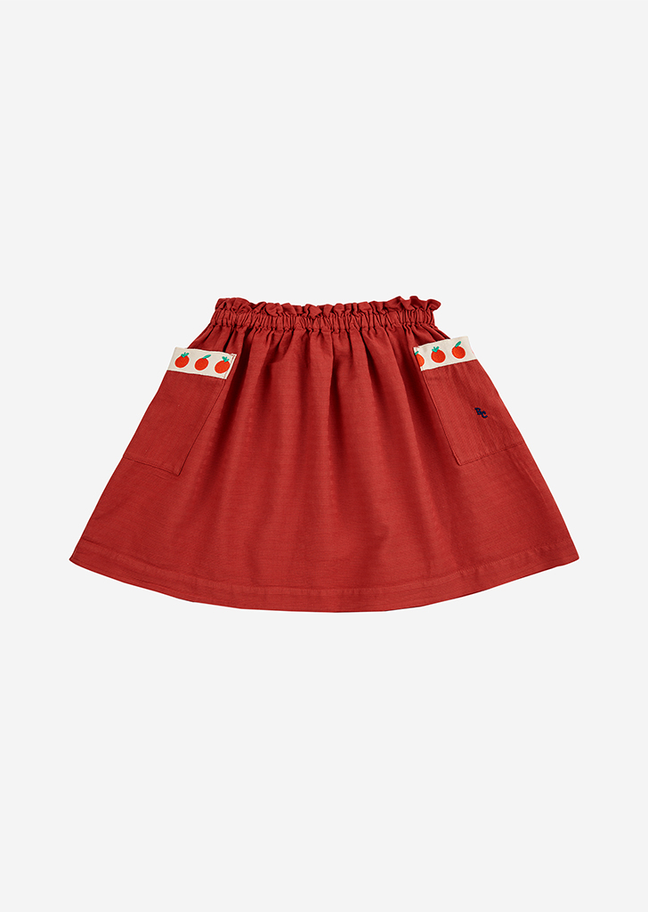 Pockets Woven Skirt - Burgundy Red #AC093