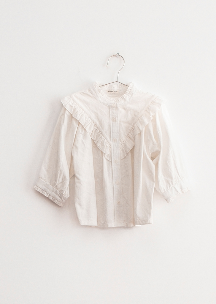 FKS24-013 :: Romantic Blouse - Off White ★ONLY 6-7Y★