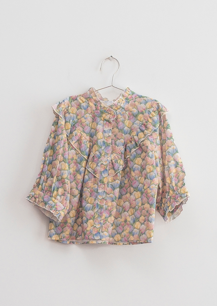 FKS24-004 :: Pastel Flowers Blouse - Pink/Yellow ★ONLY 6-7Y★