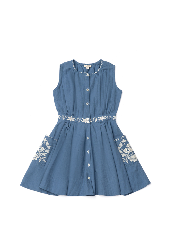 Lali :: Corset Cover Dress - Blue Jay Embroidery