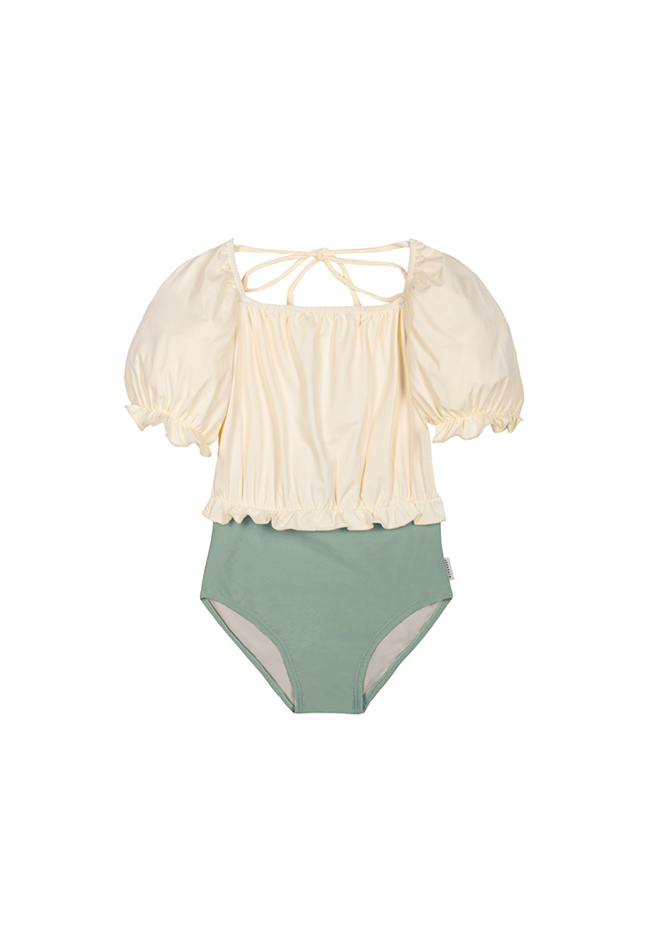 Mip :: Elisa Block Color Swimsuit - Ecru/Musgo Green