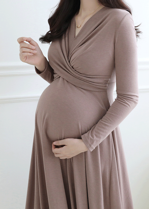 Maternity wear*Long-sleeved cross-dress
