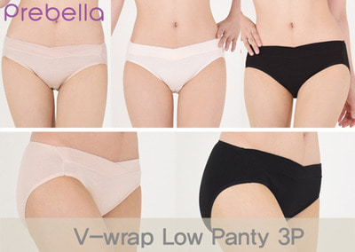Prebella V Lab Low Cotton Maternity Panties Set of 3 Short Panties 95/100/105 3color