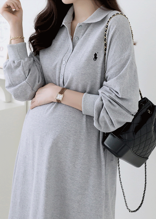 Maternity wear*Long-sleeved polo PK dress