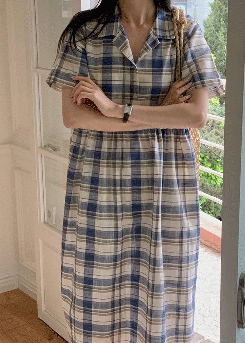 Maternity clothes* linen check dress