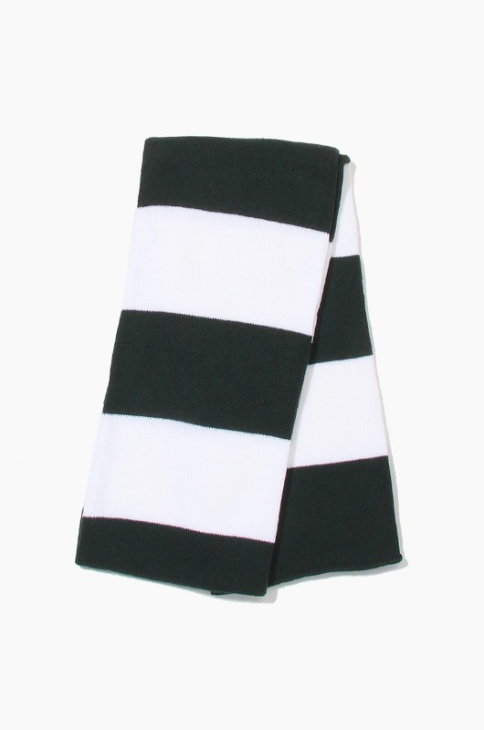 Plain Scarf Rugby Stripe Knit Scarf Forest/White