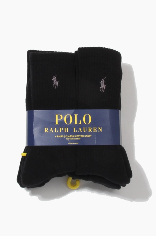 POLO Classic Cotton Sports Socks 6Pack Black/Charcoal