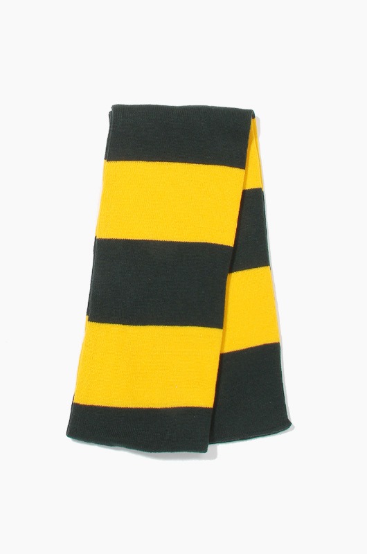 Plain Scarf Rugby Stripe Knit Scarf Forest/Gold