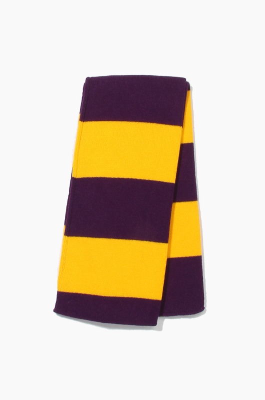 Plain Scarf Rugby Stripe Knit Scarf Purple/Gold