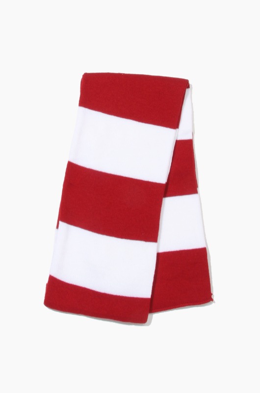 Plain Scarf Rugby Stripe Knit Scarf Cardinal/White