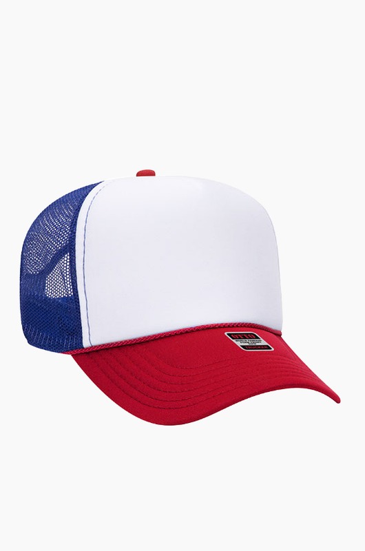 OTTO Trucker Hat 5 Panel Mid Red White Royal