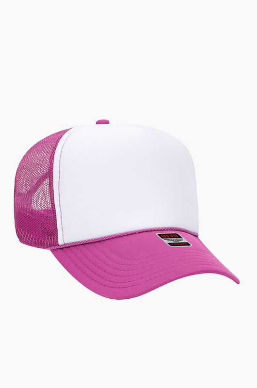 OTTO Trucker Hat 5 Panel Mid Pink White Pink