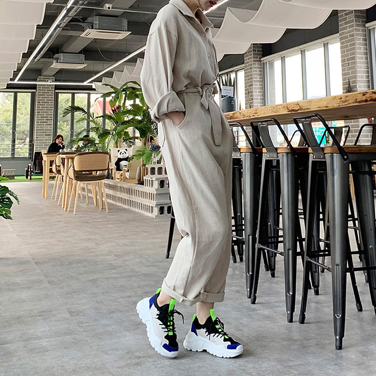 소보제화 여성 천연가죽 콤비 컬러 키높이 스니커즈 5cm