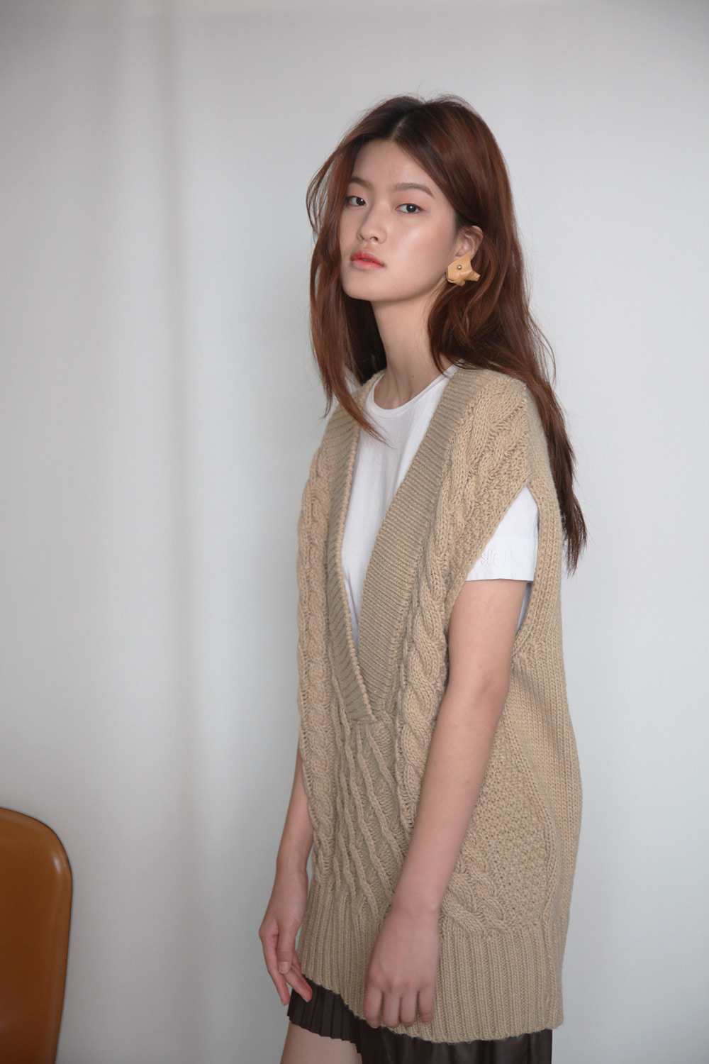 vest knit one-piece _ beige [sold out]