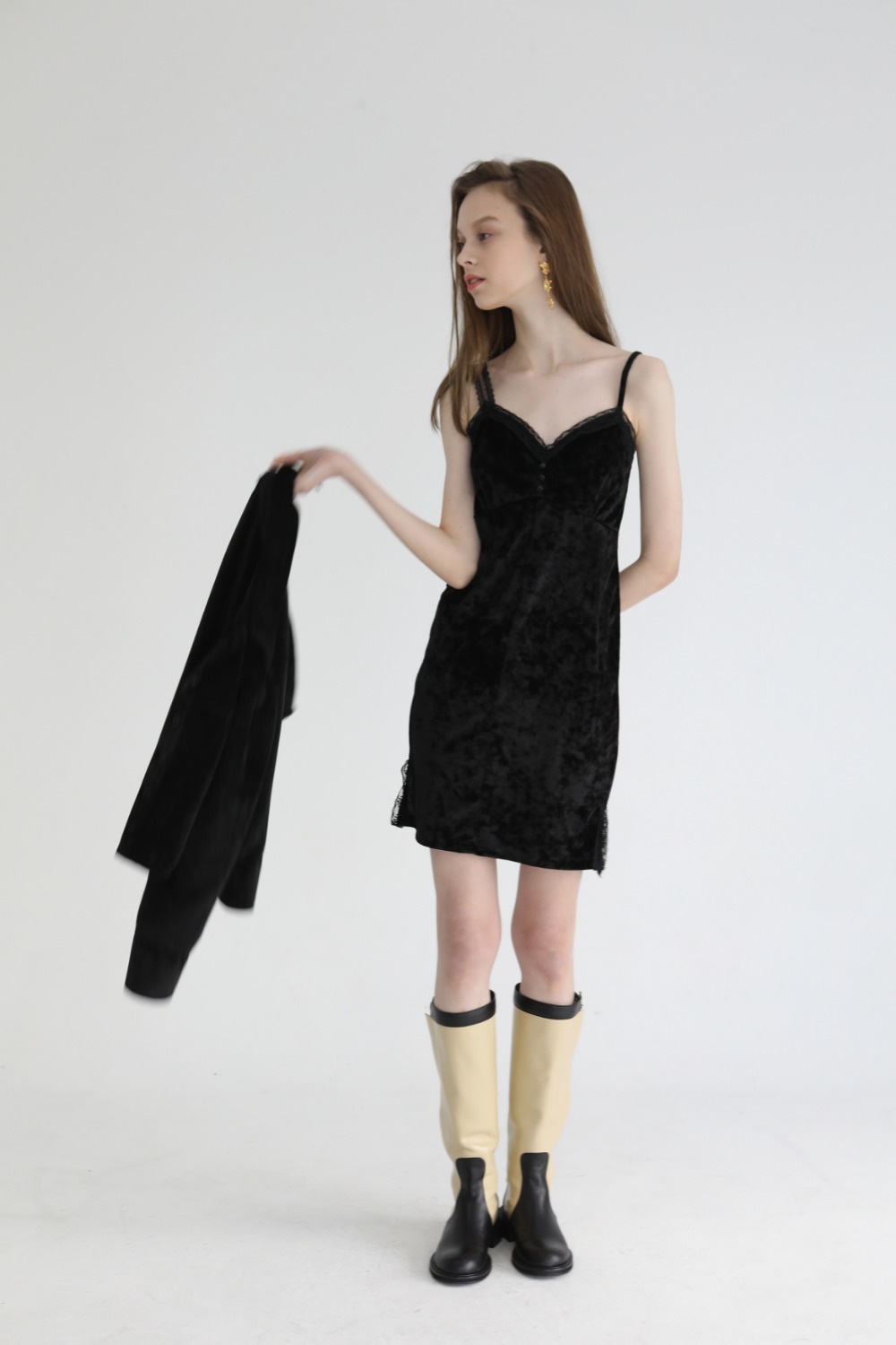 Velvet bustier dress [Black][2차리오더]