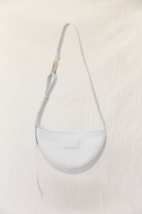 half moon leather bag_white