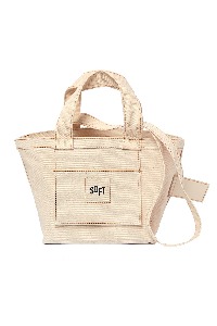 soft market bag - ivory / beige stitches eco bag