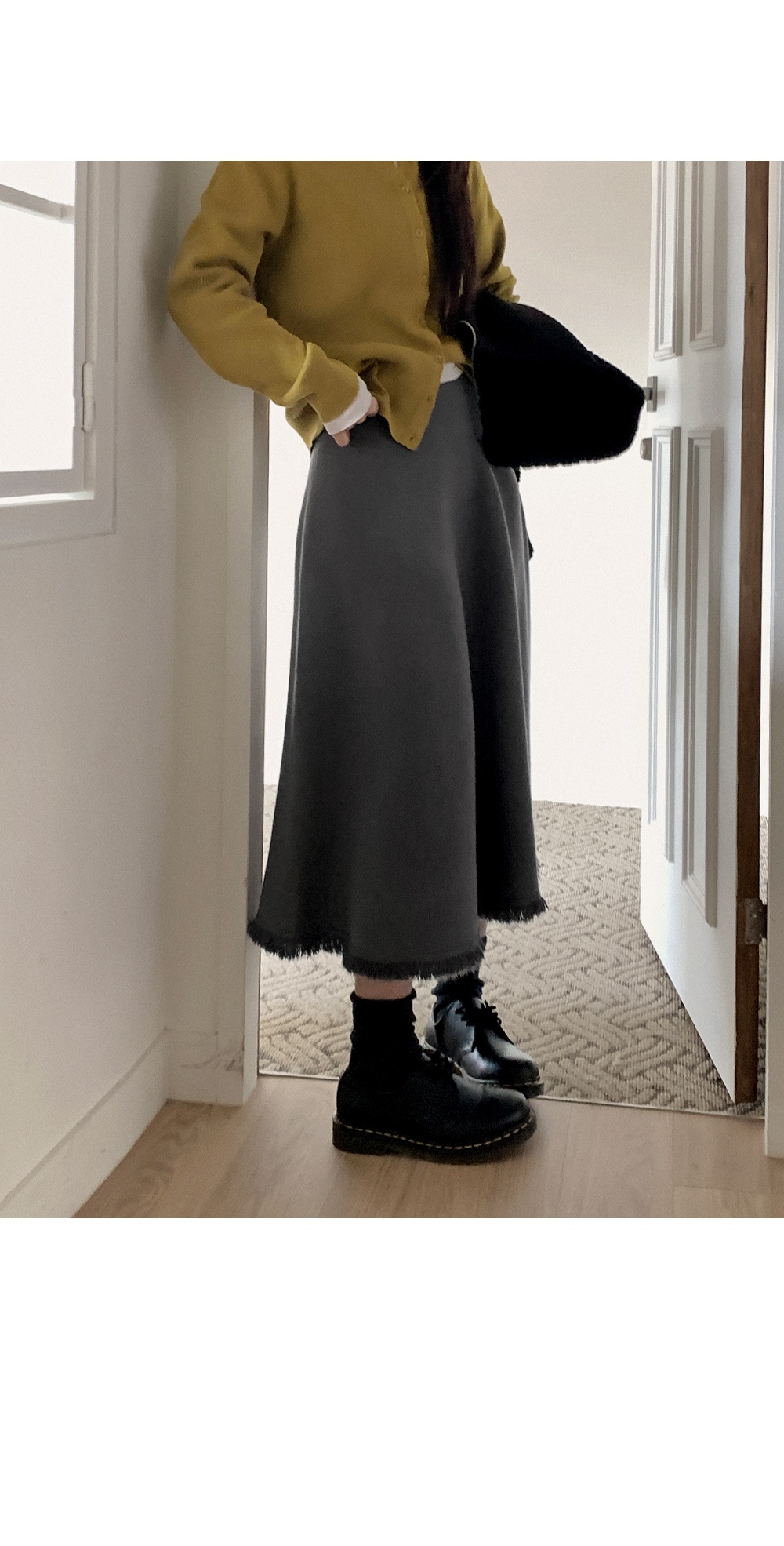 ♥ H O T P I N G ♥ | 裾フリンジフレアウエストゴムニットロング