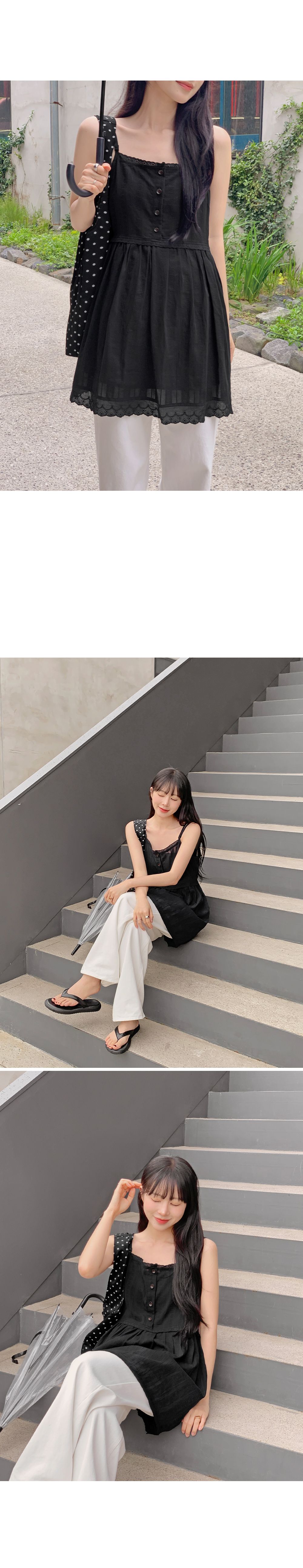 폴리니 코튼 레이스 레이어드 뷔스티에 미니원피스
