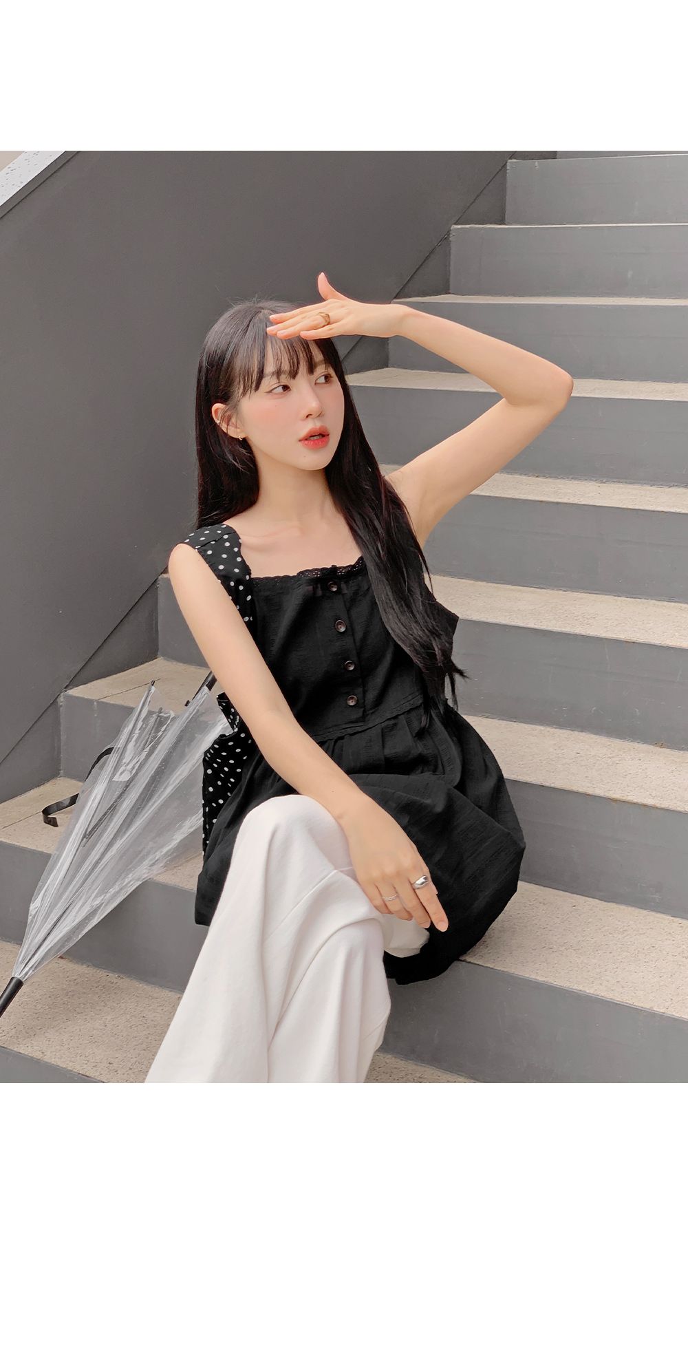 폴리니 코튼 레이스 레이어드 뷔스티에 미니원피스
