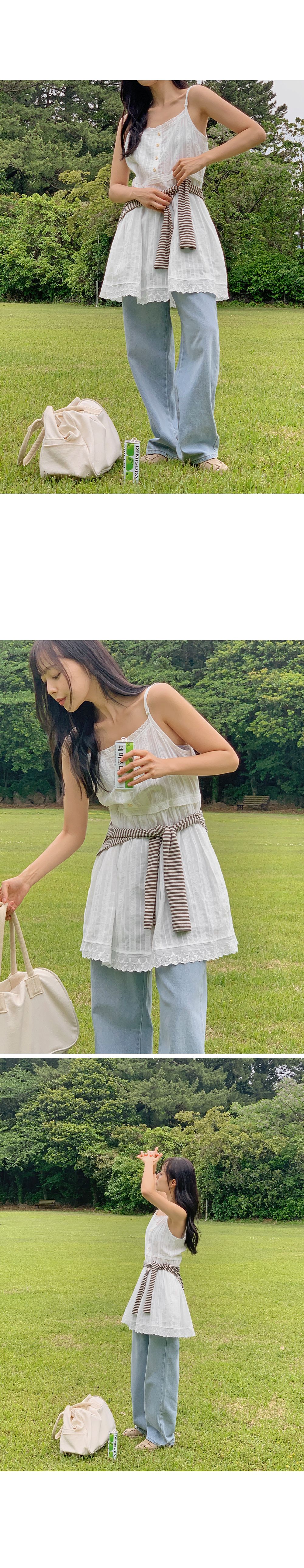 폴리니 코튼 레이스 레이어드 뷔스티에 미니원피스
