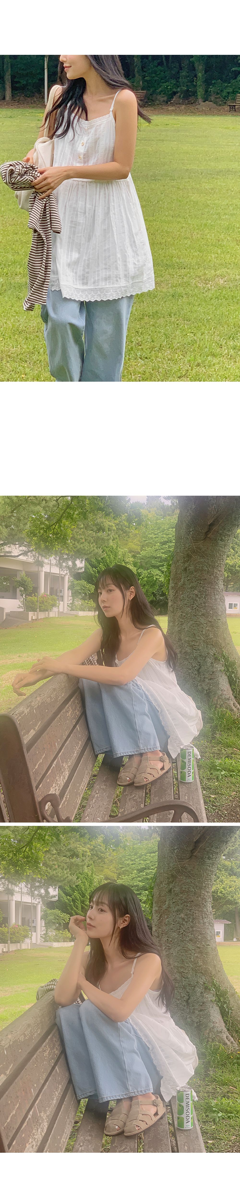 폴리니 코튼 레이스 레이어드 뷔스티에 미니원피스