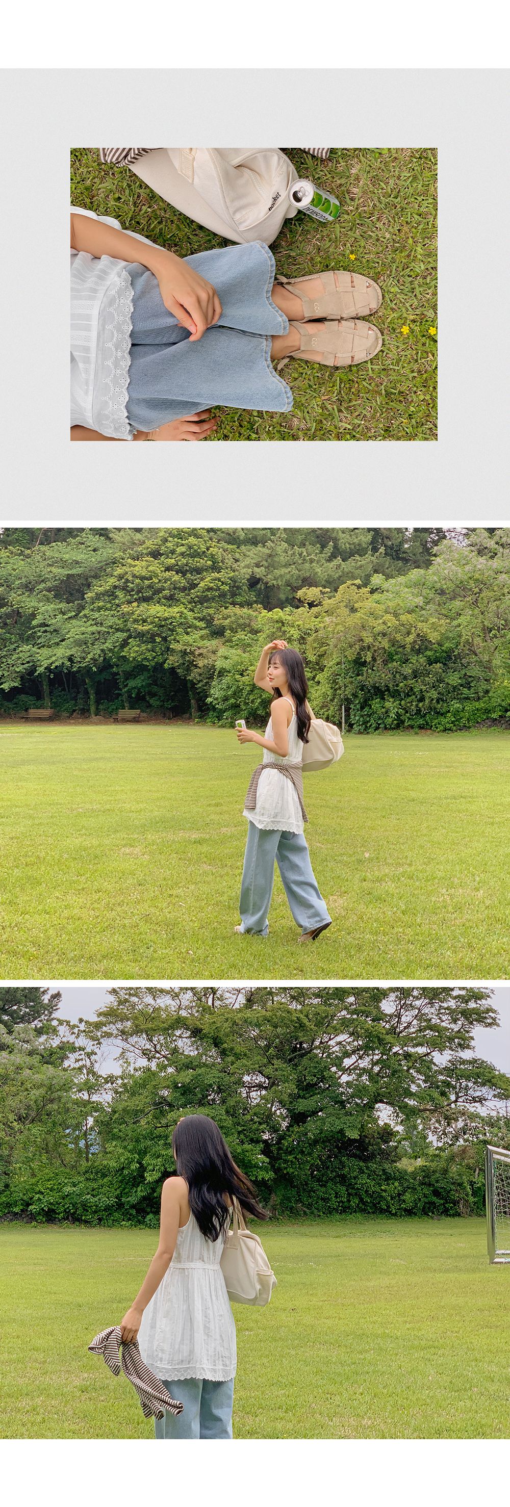 폴리니 코튼 레이스 레이어드 뷔스티에 미니원피스