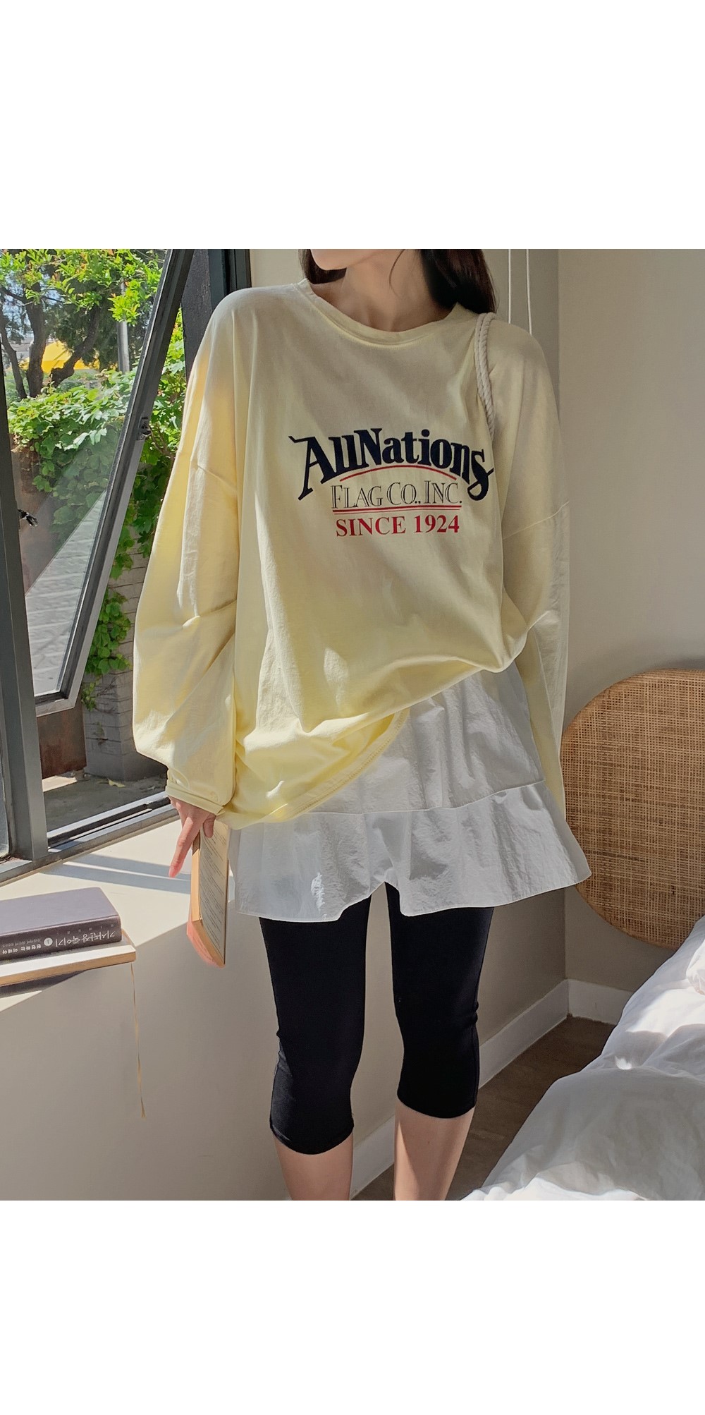 올네이션스 오버핏 프린팅 맨투맨 티셔츠 
