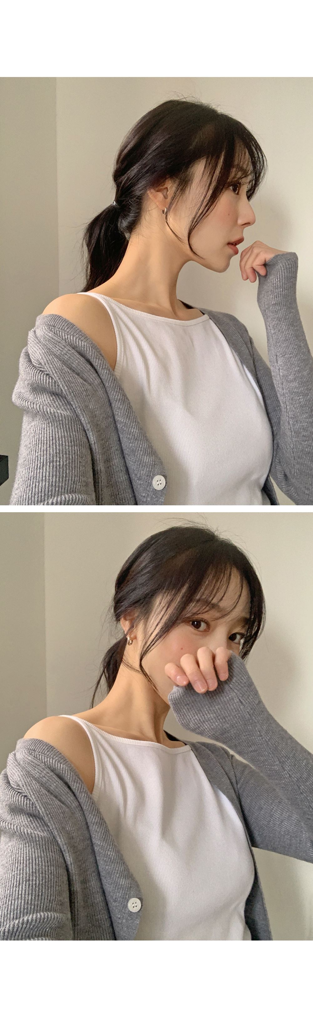 러브유 보트넥 레이어드 민소매 골지나시