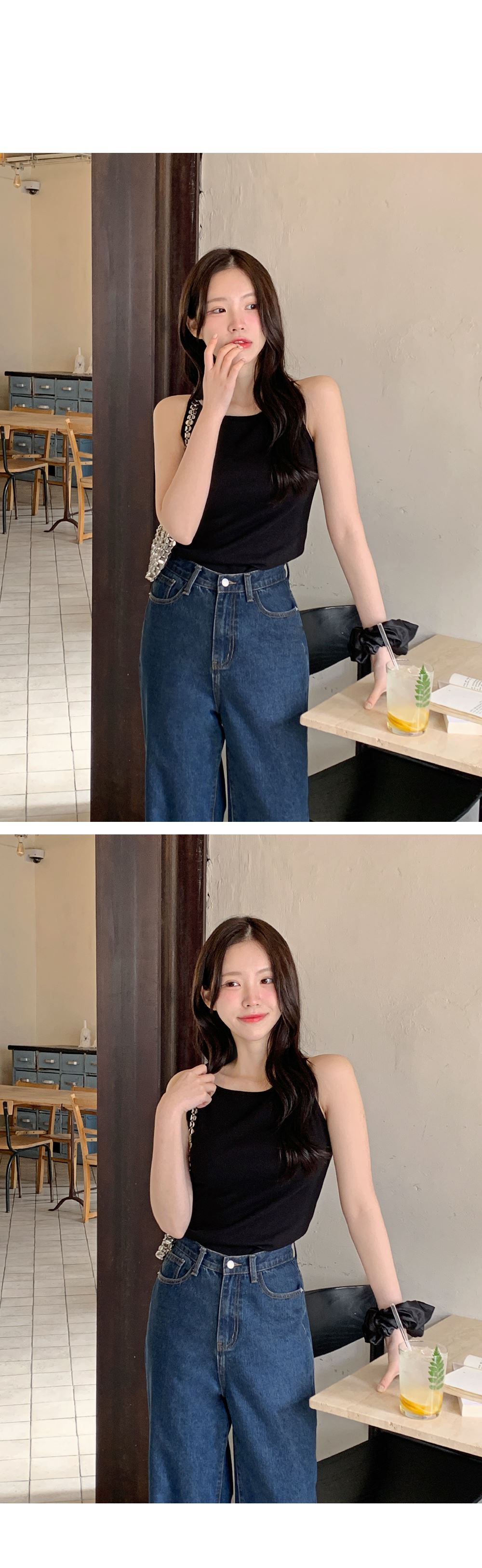 러브유 보트넥 레이어드 민소매 골지나시