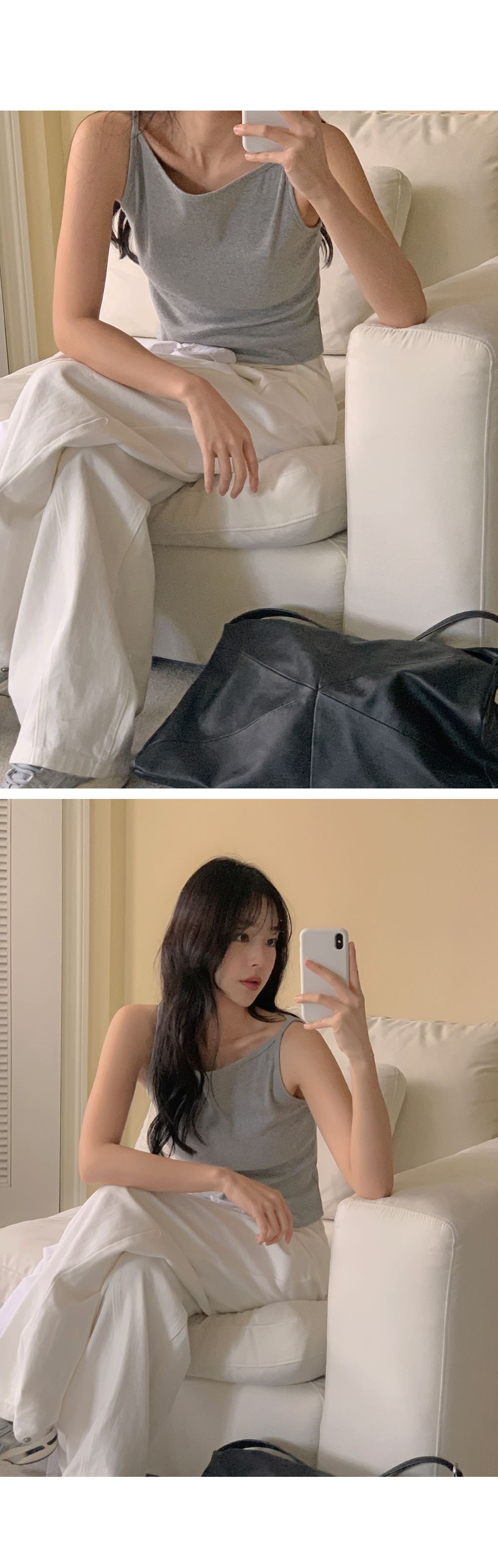 러브유 보트넥 레이어드 민소매 골지나시