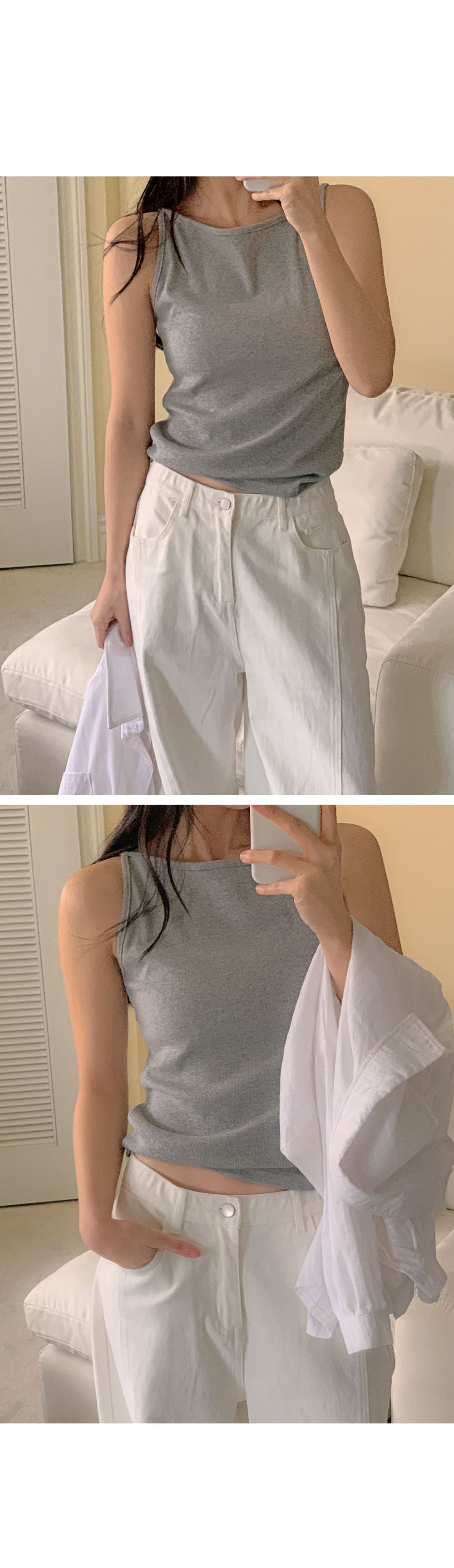 러브유 보트넥 레이어드 민소매 골지나시