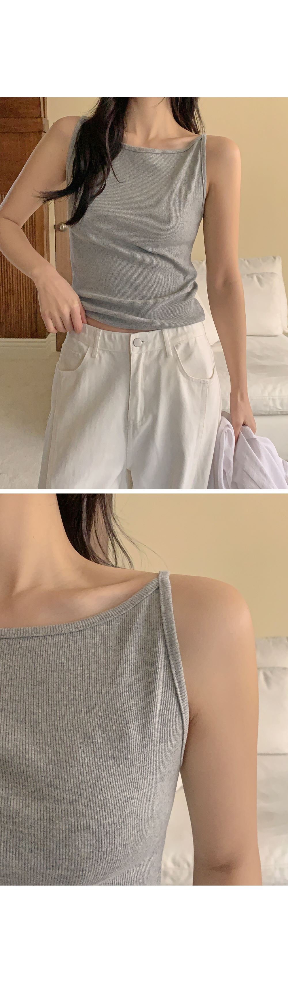 러브유 보트넥 레이어드 민소매 골지나시