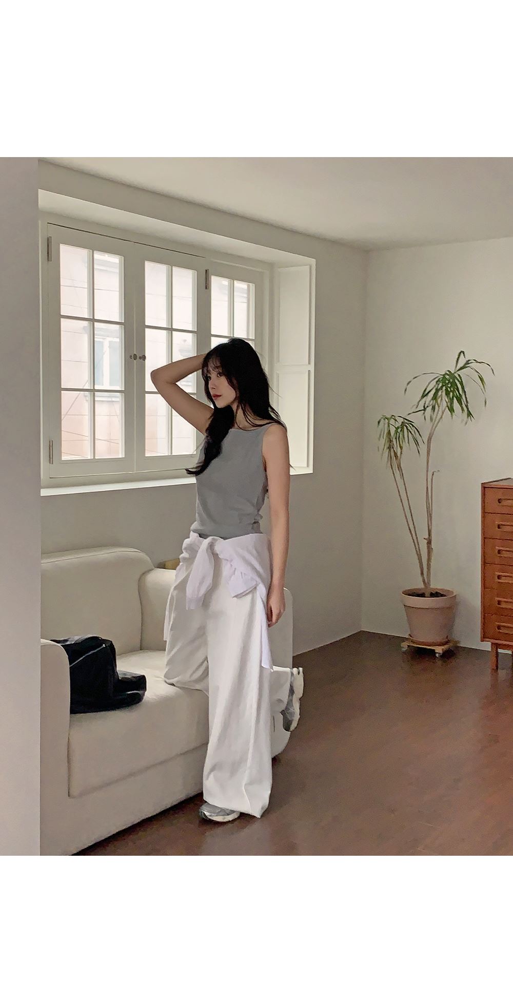 러브유 보트넥 레이어드 민소매 골지나시
