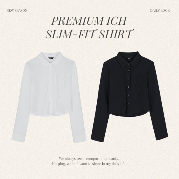 [ICH]Span Nylon Slim-fit Line Shirt