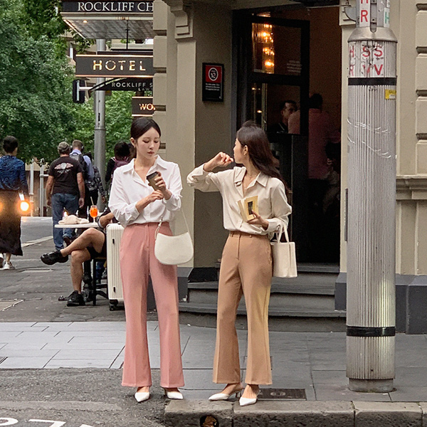 ♥ H O T P I N G ♥ | 6Colors内側ウエストゴムブーツカットスラックス