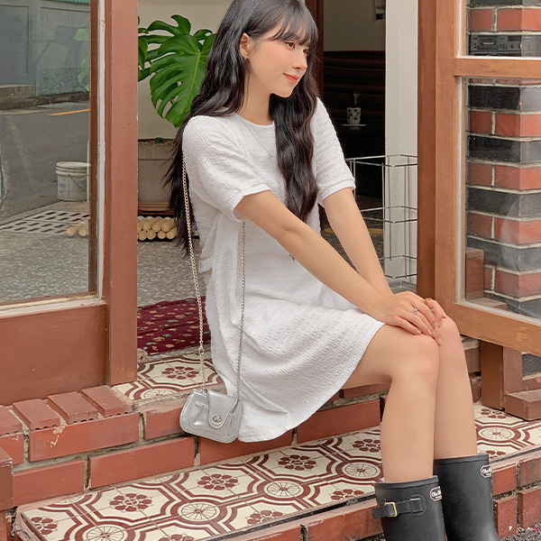 ♥ H O T P I N G ♥ | サイドビジュー半袖ミニワンピース【XS-4XL